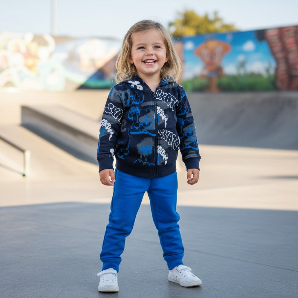Felpa Graffiti Bambini con Zip - French Terry- Unisex