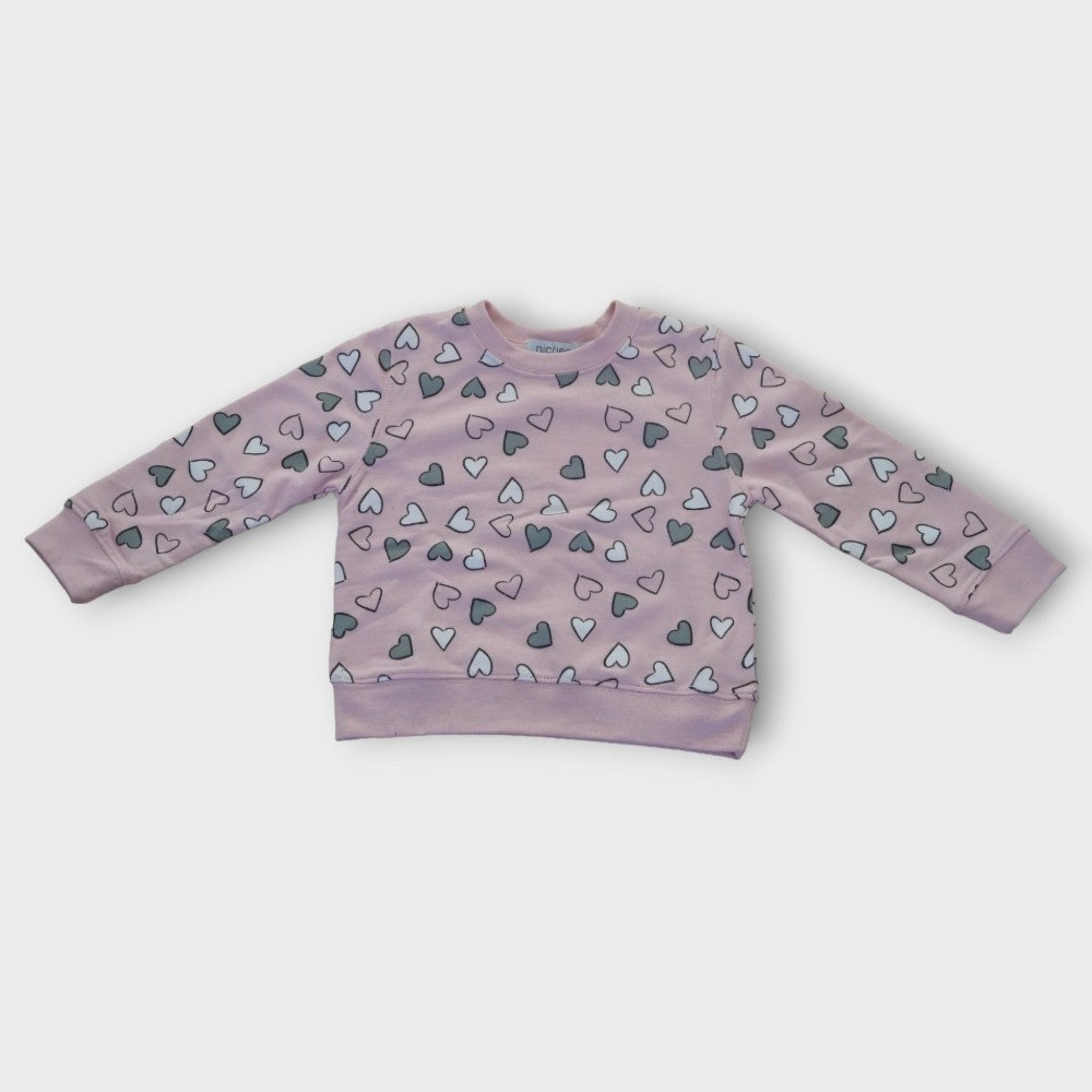 Felpa bambina girocollo con Cuori - Nichee Children's Clothing 0 - 10 years - Abbigliamento bambini a Rovigo