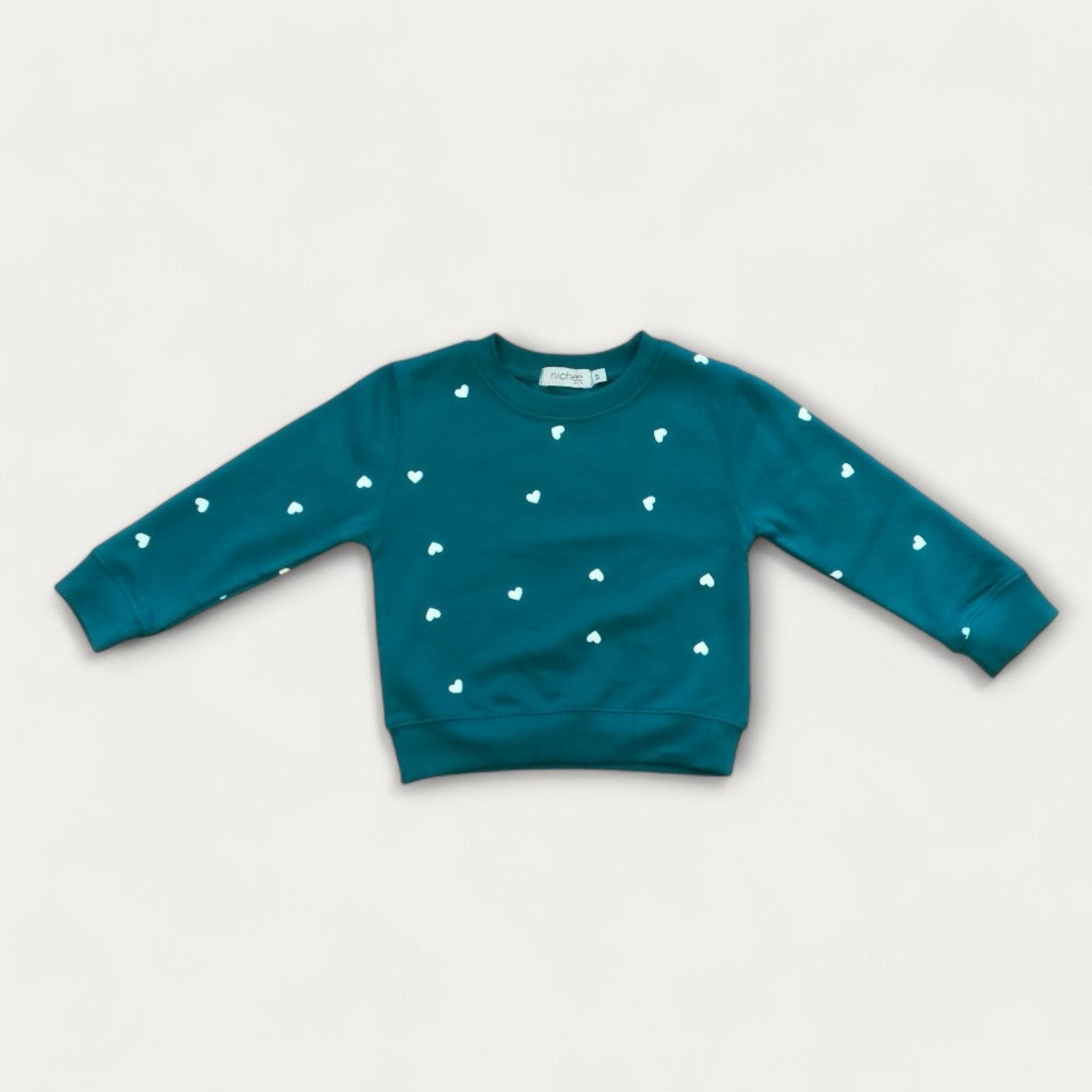 Felpa da bambina verde con cuoricini - Nichee Children's Clothing 0 - 10 years - Abbigliamento bambini a Rovigo