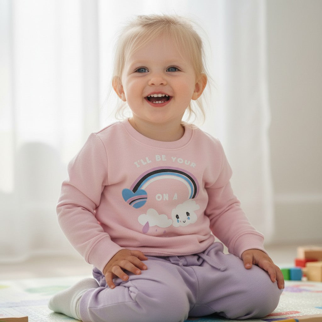 Felpa leggera girocollo bambina Arcobaleno