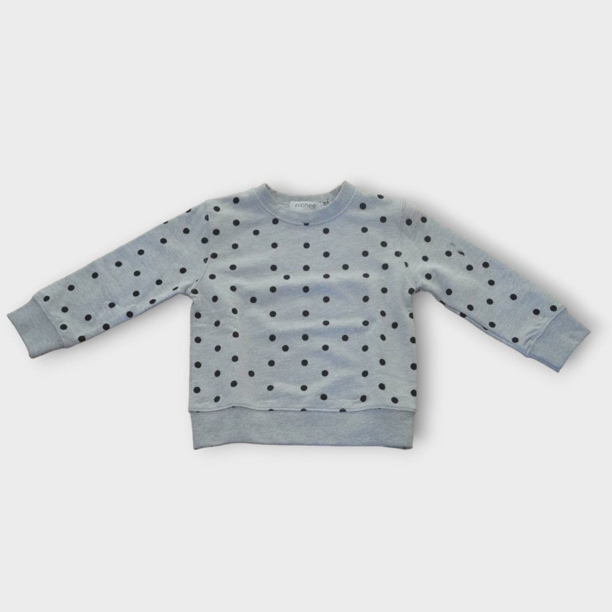 Felpa neonata e bambina grigia con pois - Nichee Children's Clothing 0 - 10 years - Abbigliamento bambini a Rovigo