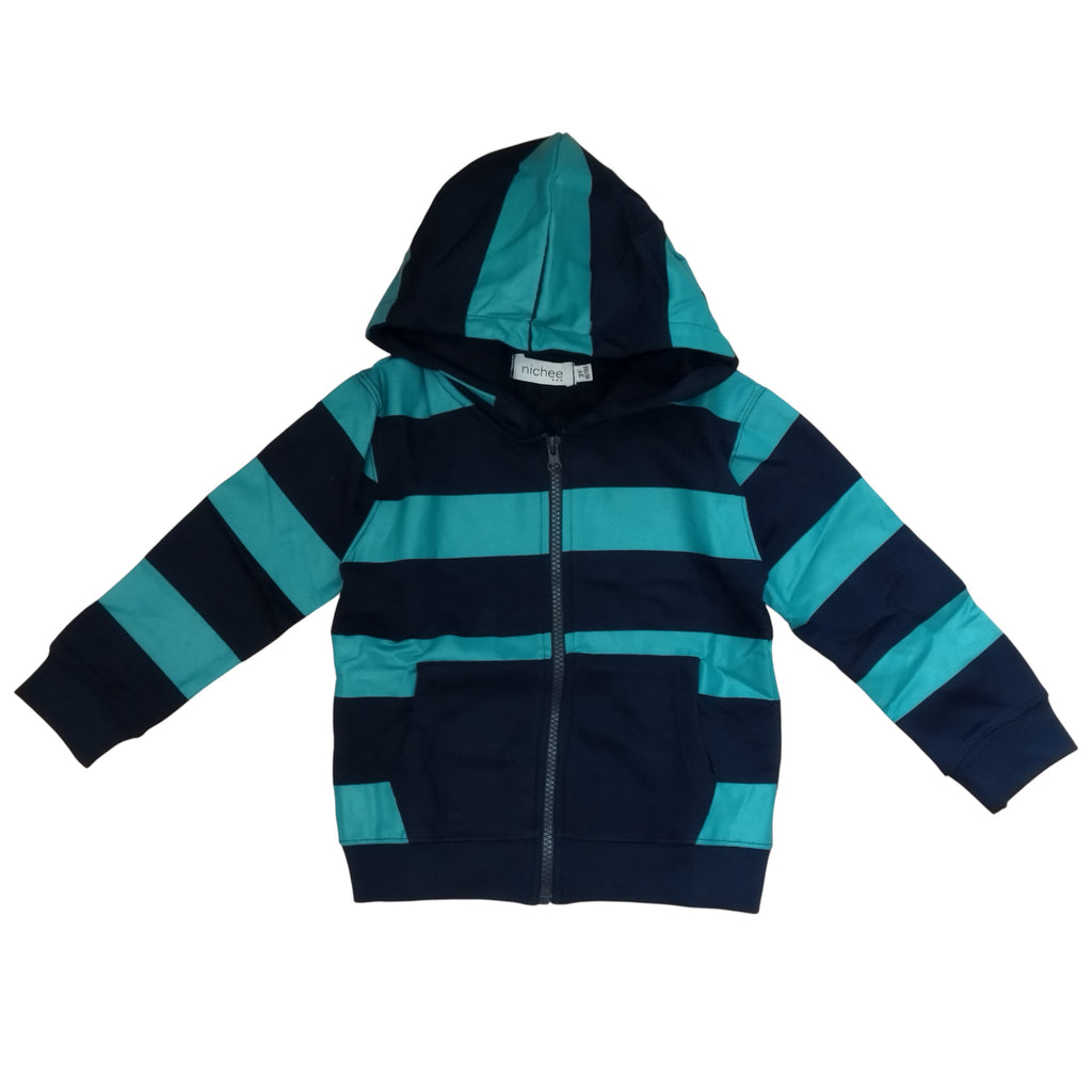 Felpa Bambino Righe in Rilievo con Cappuccio e Zip - Felpata 2-10 Anni