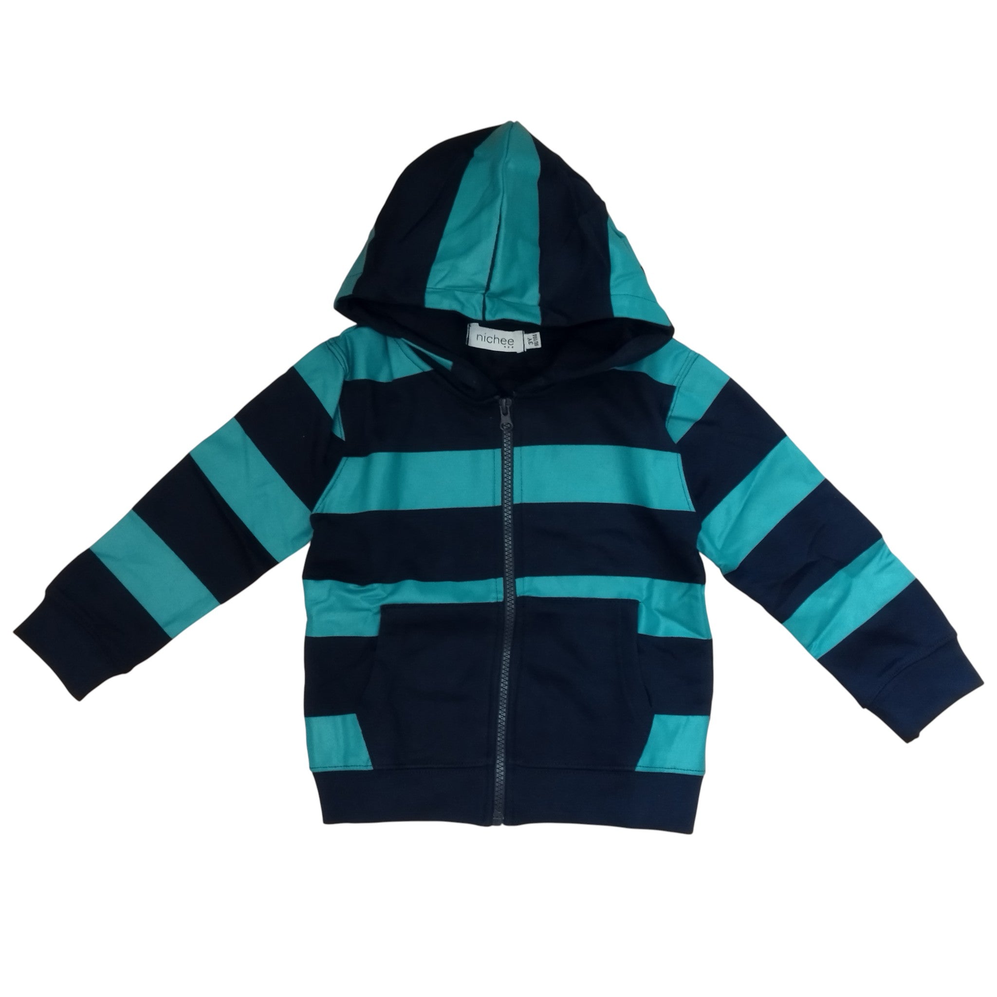 Felpa Bambino Righe in Rilievo con Cappuccio e Zip - Felpata 2-10 Anni