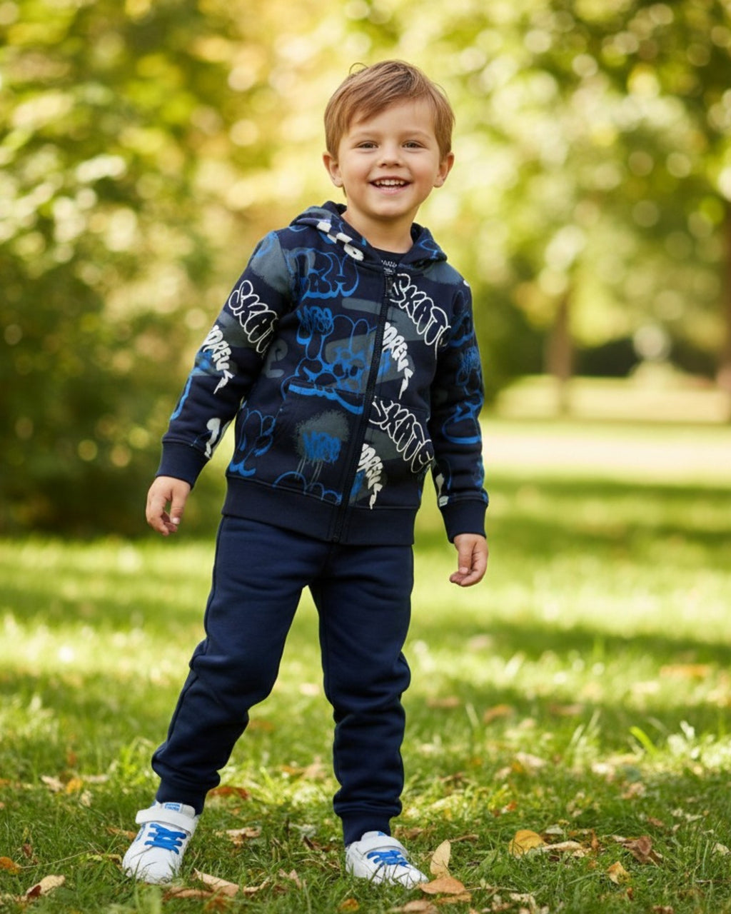 Felpa Graffiti Bambini con Zip - French Terry- Unisex