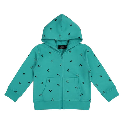 Felpa Bambini Cappuccio Zip Tiffany Stampa Ciliegie 1-10 Anni
