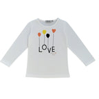 Maglia Bambina Manica Lunga Bianca Palloncini Love- 2-10 anni