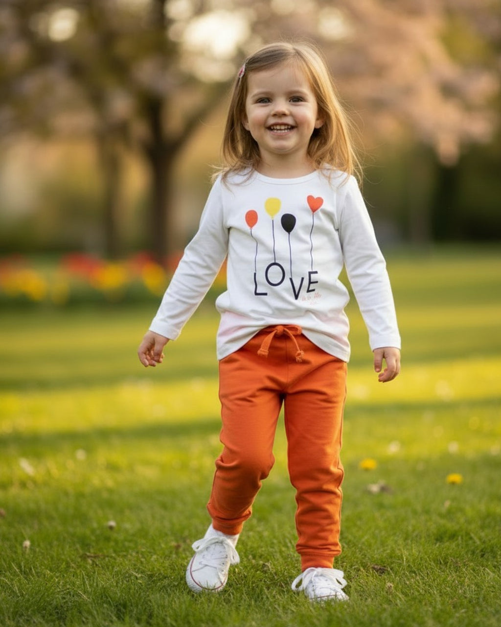 Maglia Bambina Manica Lunga Bianca Palloncini Love- 2-10 anni