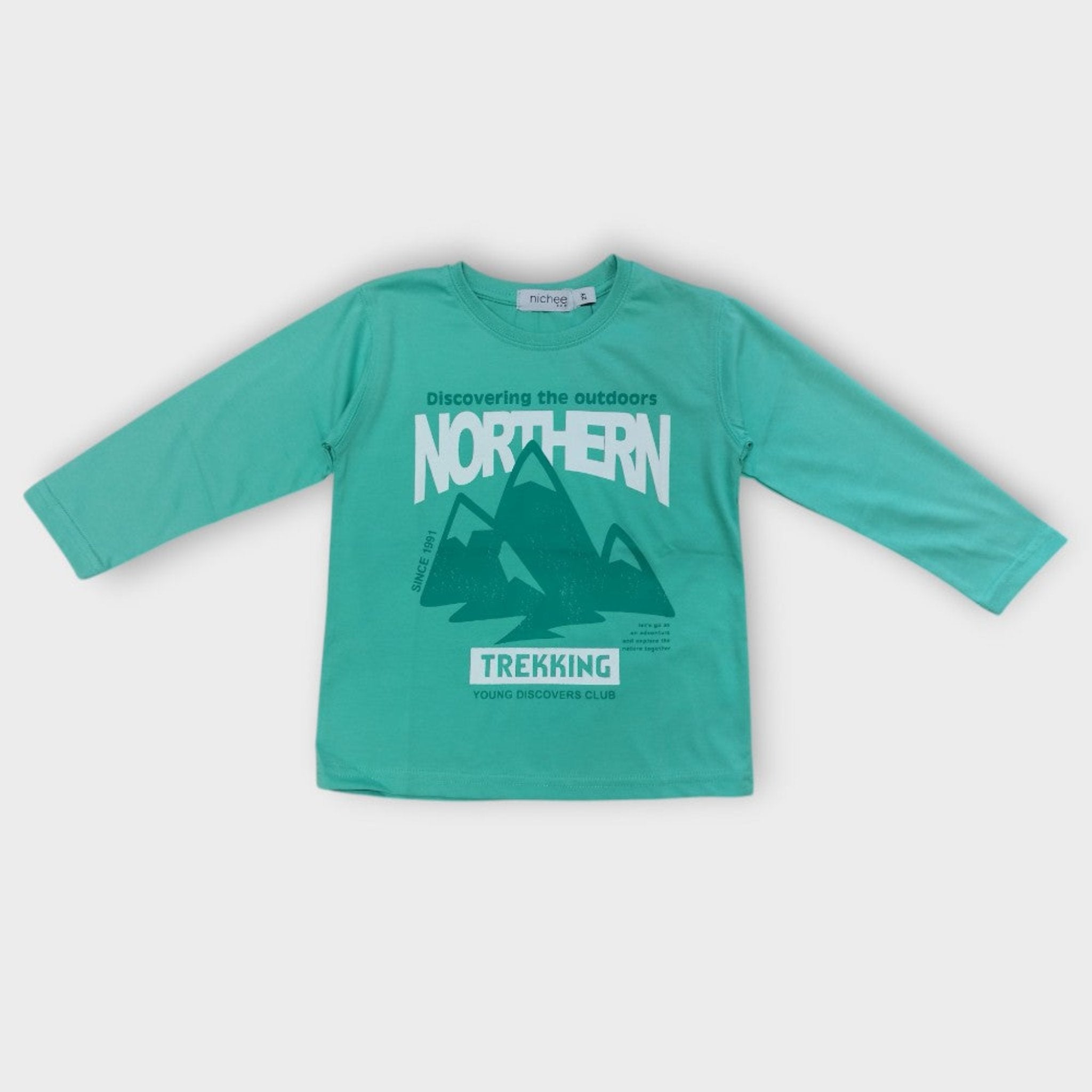 Maglia bambino manica lunga menta con stampa - Nichee Children's Clothing 0 - 10 years - Abbigliamento bambini a Rovigo