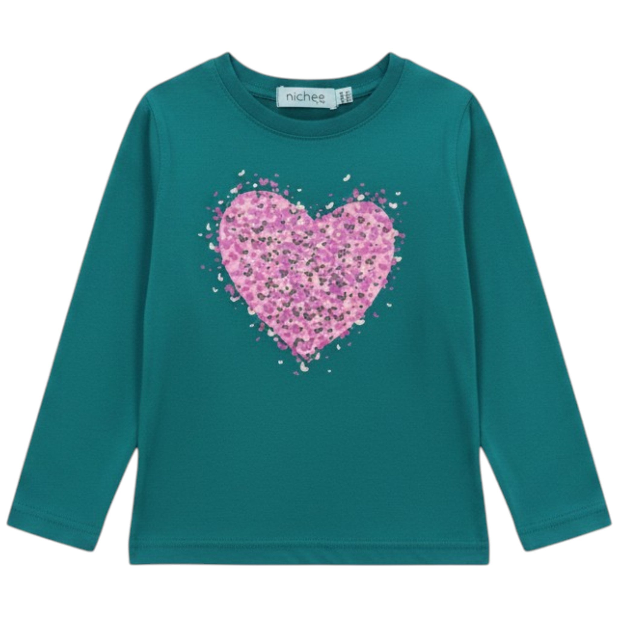 Maglia Bambina Verde Deep Lake Cuore Fucsia - 6M-4A