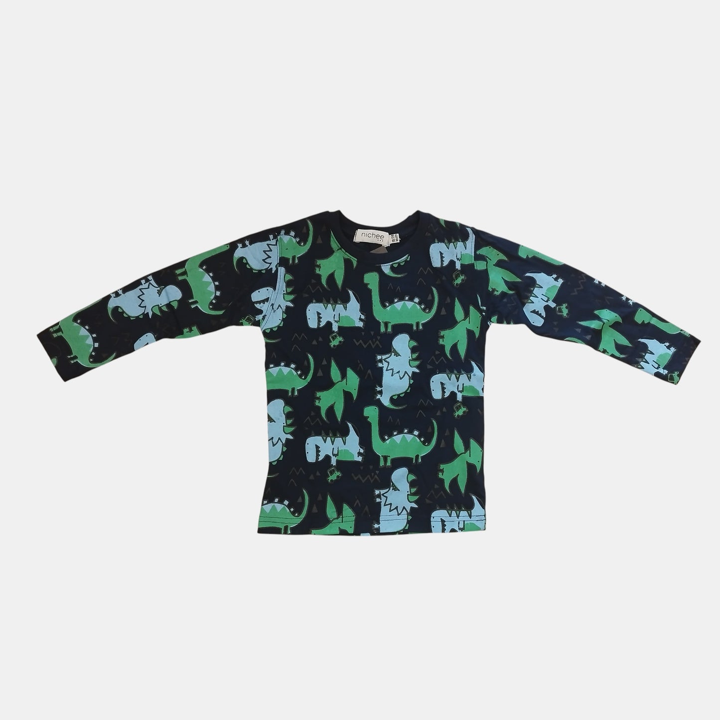 Maglia Manica Lunga Neonato Bambini Stampa All Over Dinosauri - Jersey Policoton