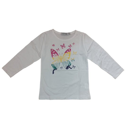 Maglia Bambina Manica Lunga Farfalla Multicolore