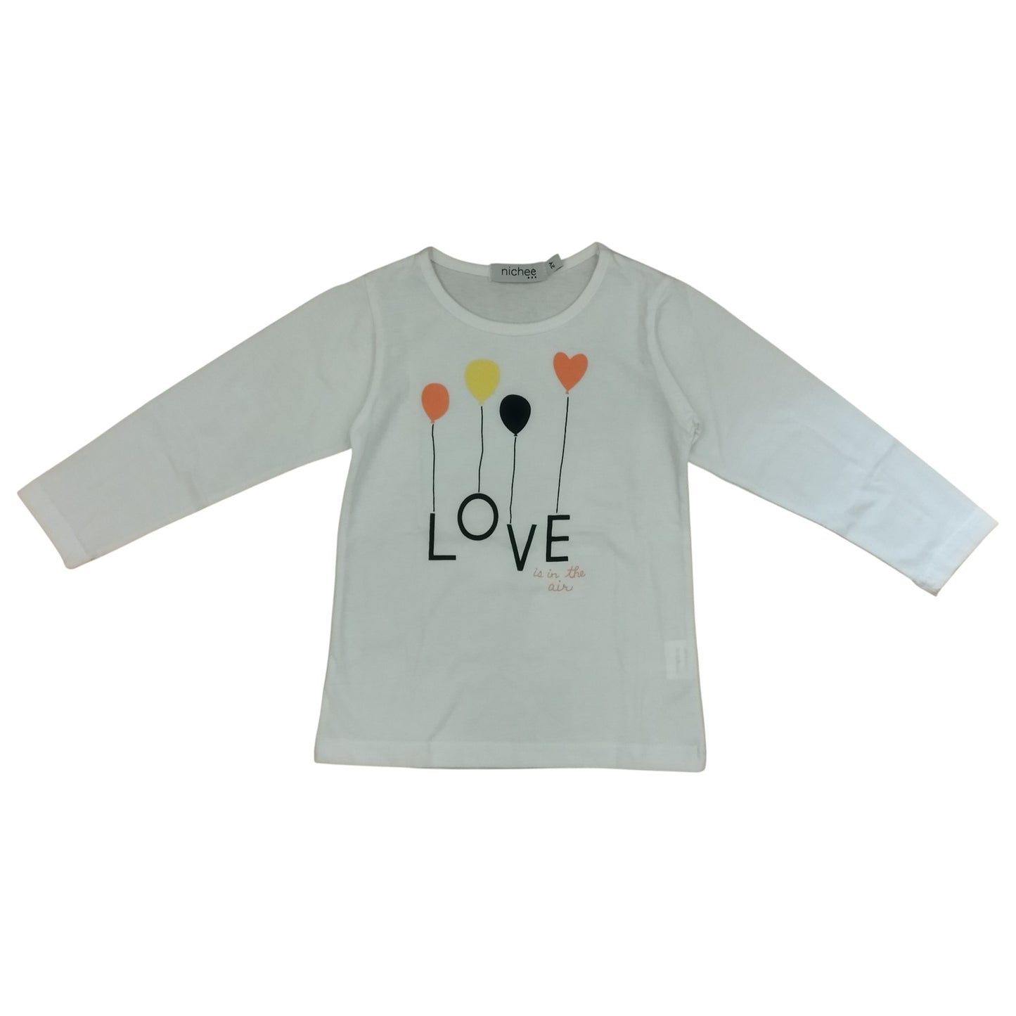 Maglia Bambina Manica Lunga Bianca Palloncini Love- 2-10 anni