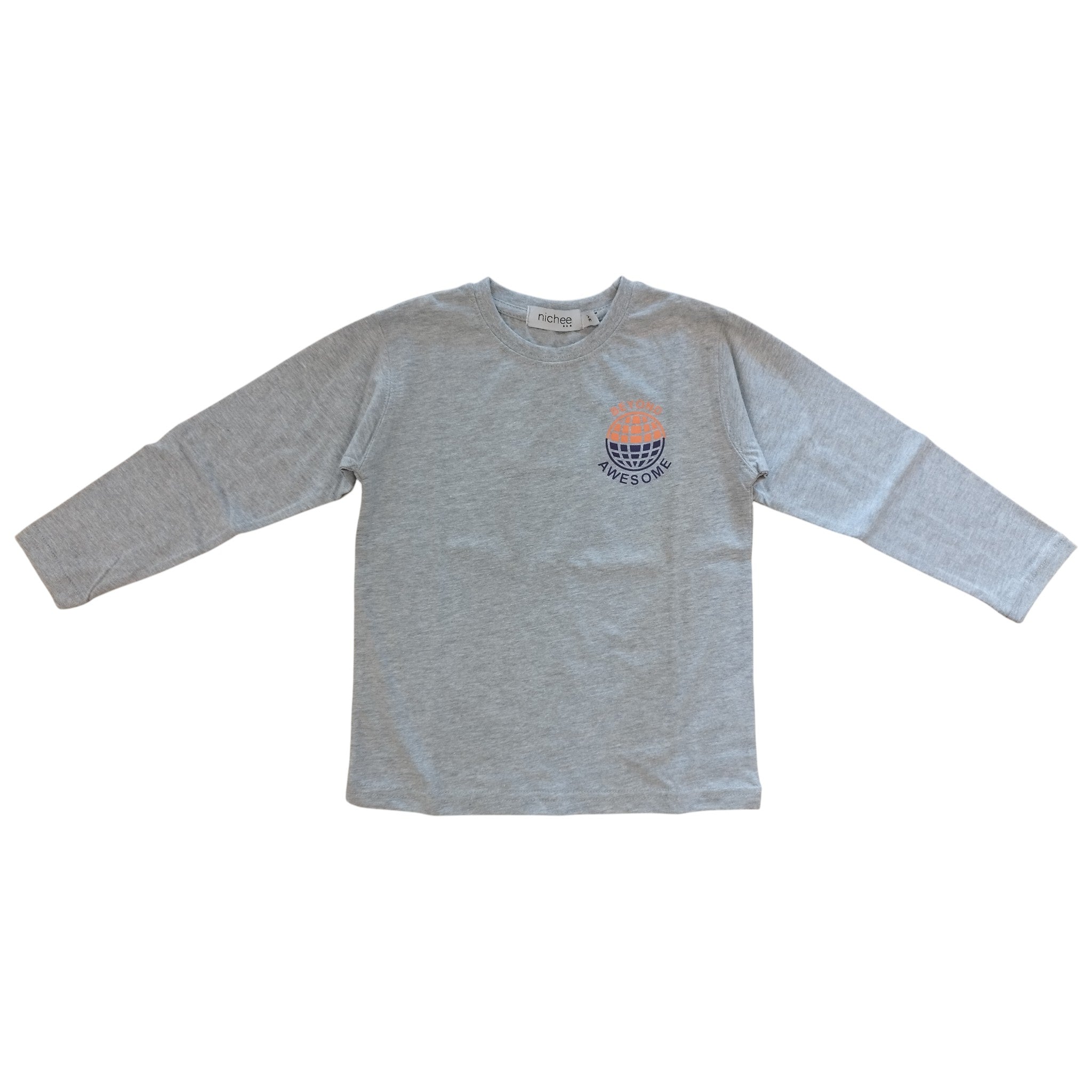 Maglia Bambino Manica Lunga Grigia con Stampa