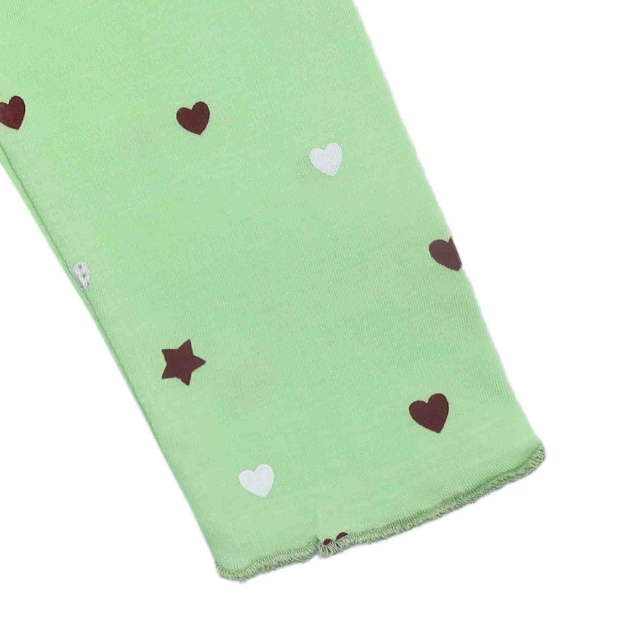 Maglia Neonata Manica Lunga Jersey Policotone Paradise Green Cuoricini e Stelle