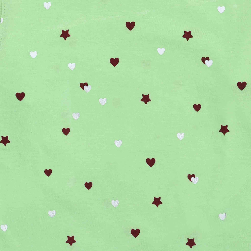 Maglia Neonata Manica Lunga Jersey Policotone Paradise Green Cuoricini e Stelle