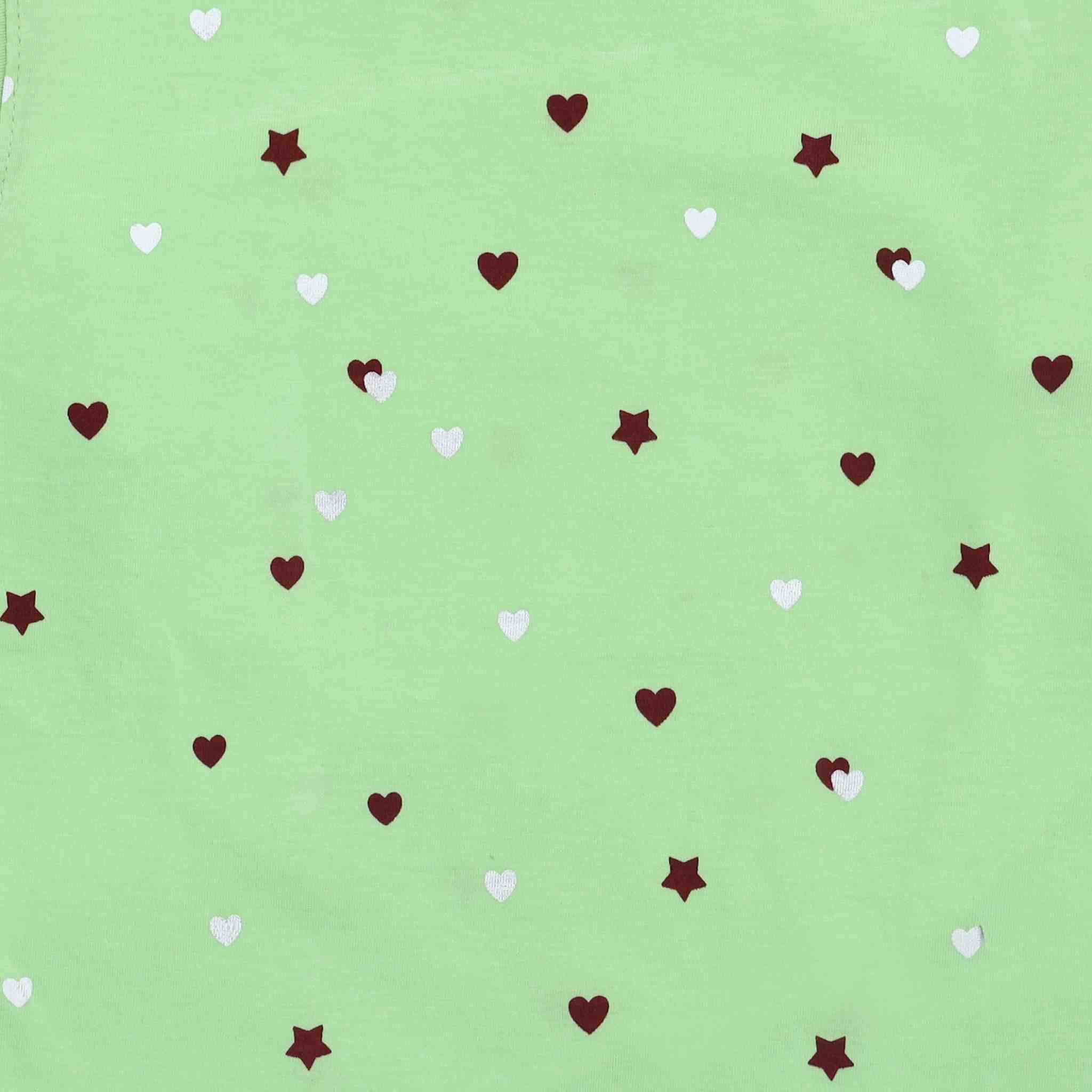 Maglia Neonata Manica Lunga Jersey Policotone Paradise Green Cuoricini e Stelle