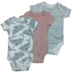 Pack 3 Body Neonato Manica Corta Balene e Righe 3-24 Mesi