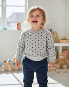 Felpa unisex grigia con pois in French Terry – 3 mesi / 4 anni