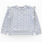 Felpa Bianca Volant Pois Argento Bambina - Elegante, leggera French Terry