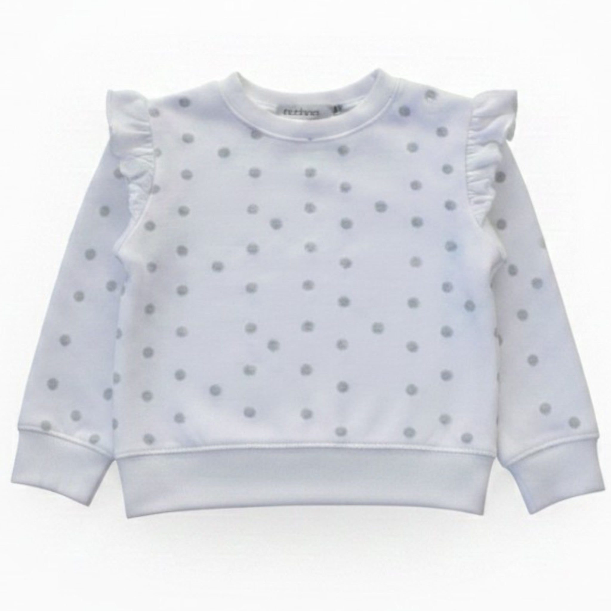 Felpa Bianca Volant Pois Argento Bambina - Elegante, leggera French Terry