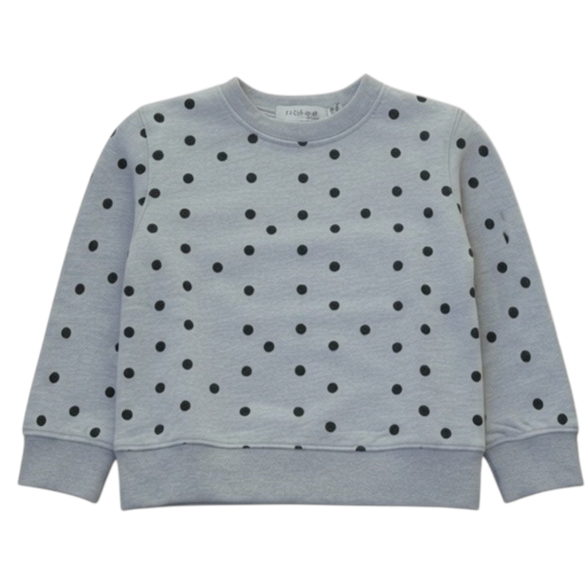 Felpa unisex grigia con pois in French Terry – 3 mesi / 4 anni