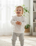 Felpa Bianca Volant Pois Argento Bambina - Elegante, leggera French Terry