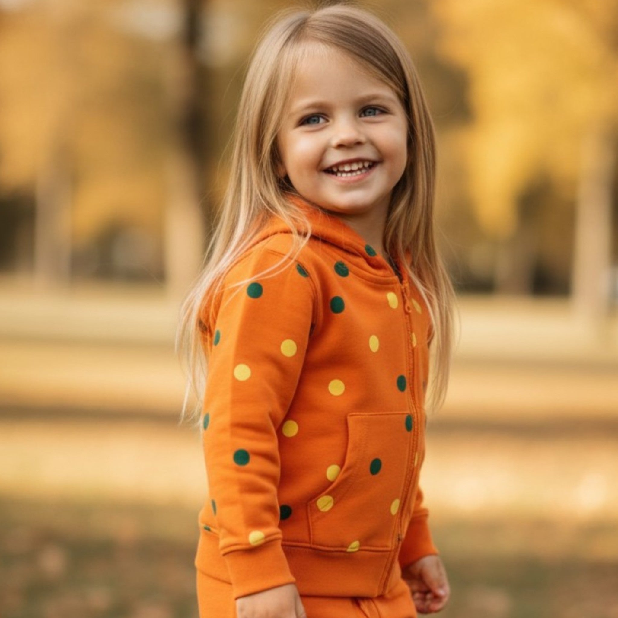 Felpa Bambini unisex Cappuccio Zip Orange Peel Pois Colorati 1-10 Anni