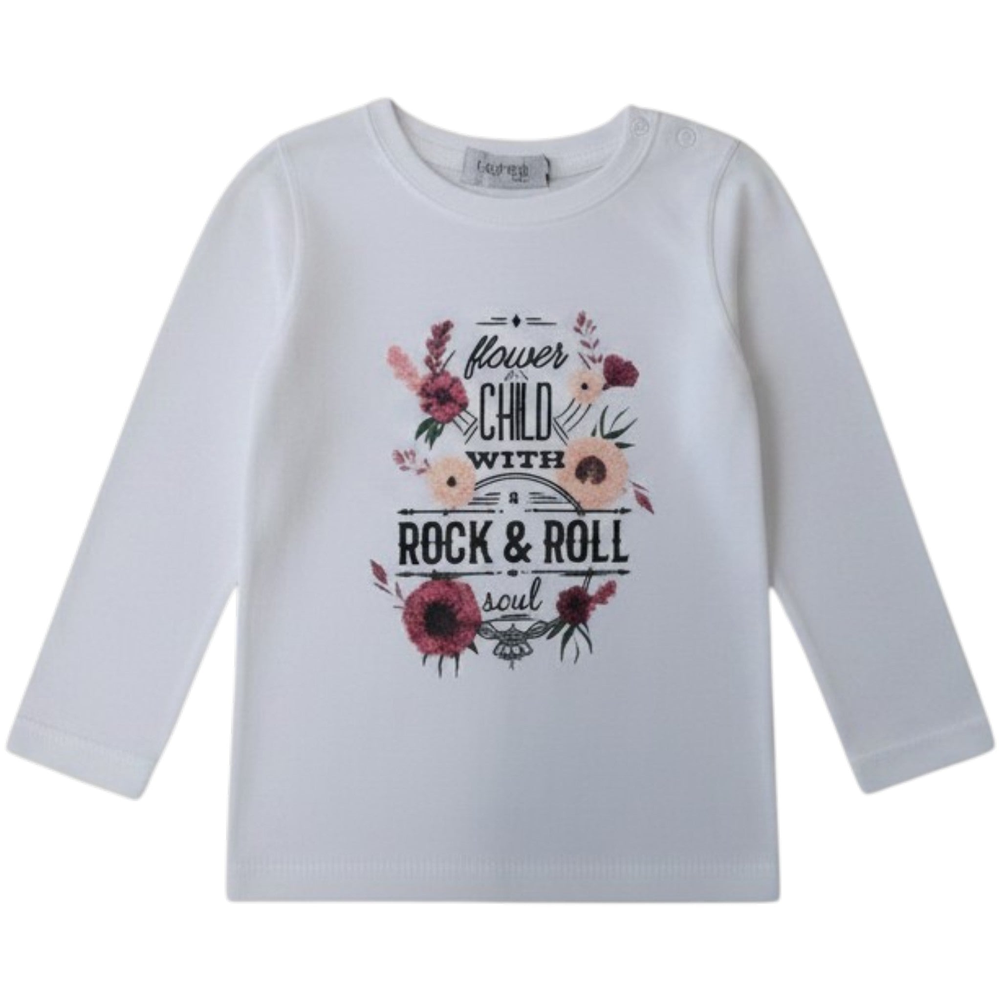 Maglia Bambina Manica Lunga Rock and Roll - Bianca 2-10 Anni