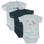 Set 3 Body Neonato Manica Corta Dinosauro e Macchine - Cotone