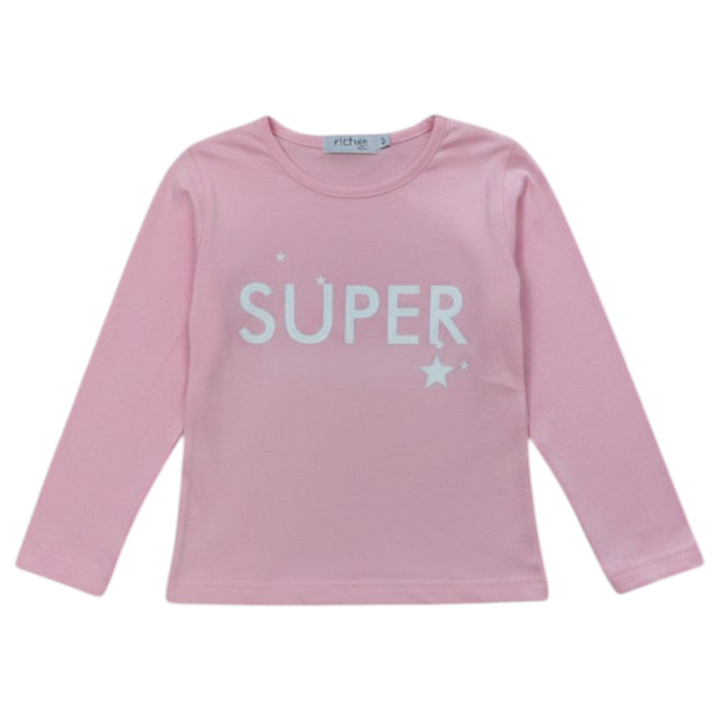 Maglia bambina manica lunga rosa con scritta