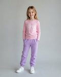 Maglia bambina manica lunga rosa con scritta
