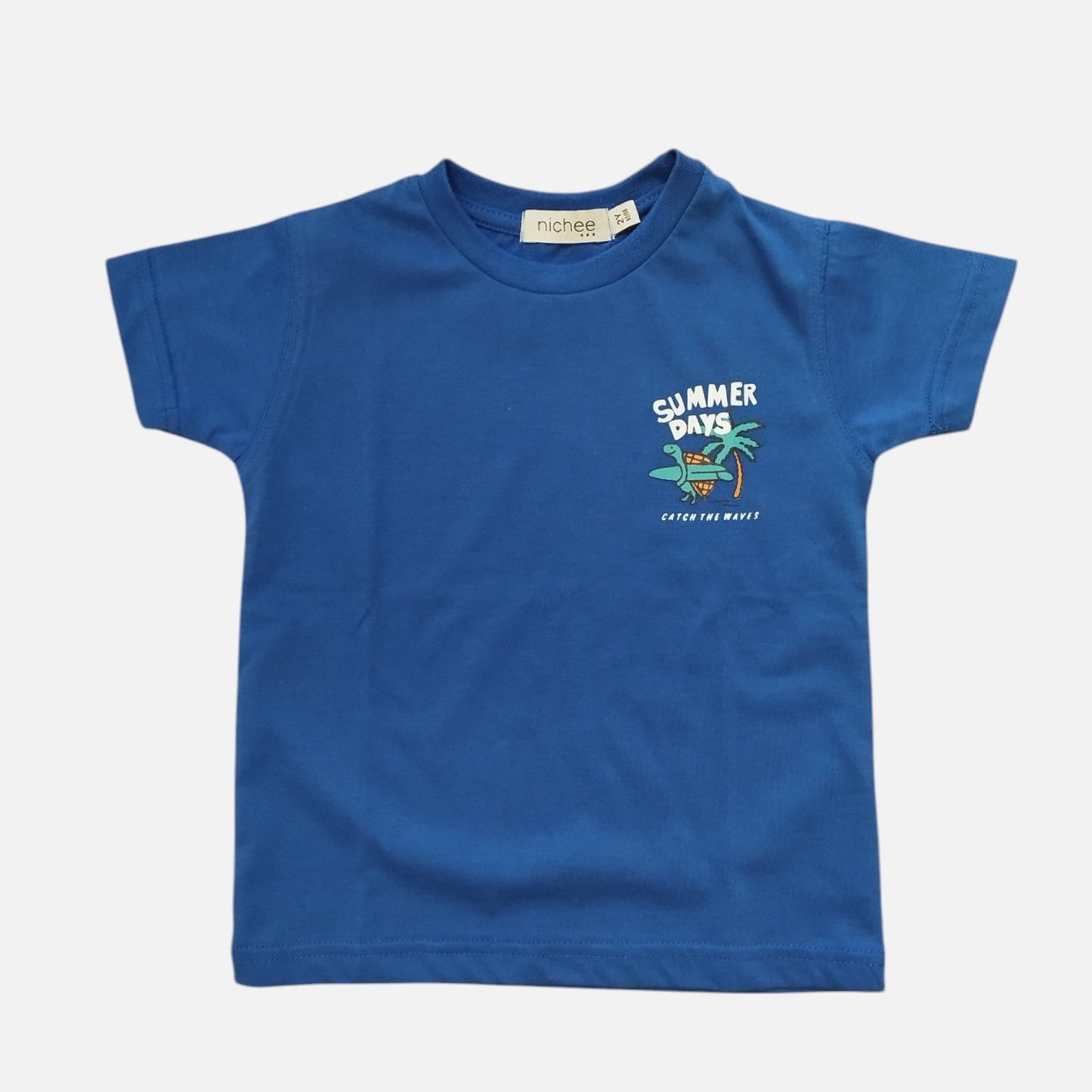 T-shirt Neonato Manica Corta Blu Elettrico con Stampa | Taglie 6 Mesi - 4 Anni - Nichee Children's Clothing 0 - 10 years - Abbigliamento bambini a Rovigo