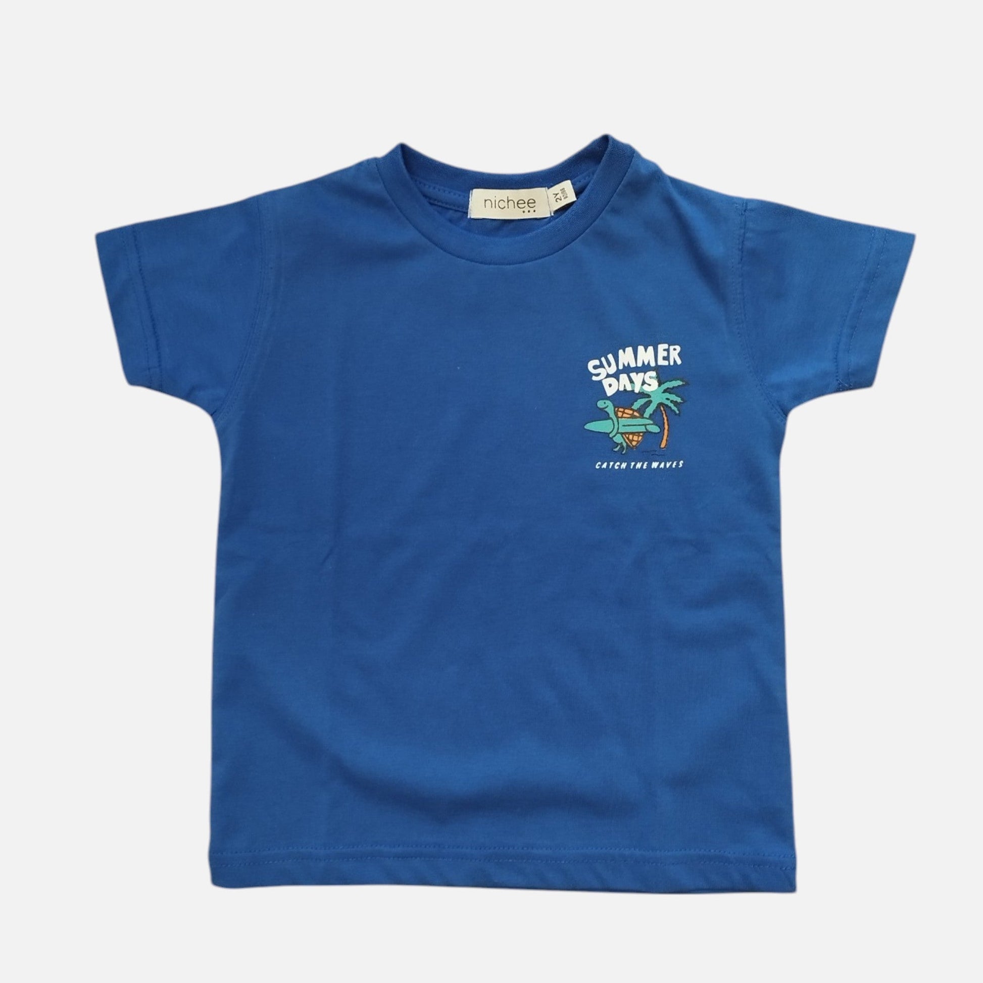 T-shirt Neonato Manica Corta Blu Elettrico con Stampa | Taglie 6 Mesi - 4 Anni - Nichee Children's Clothing 0 - 10 years - Abbigliamento bambini a Rovigo