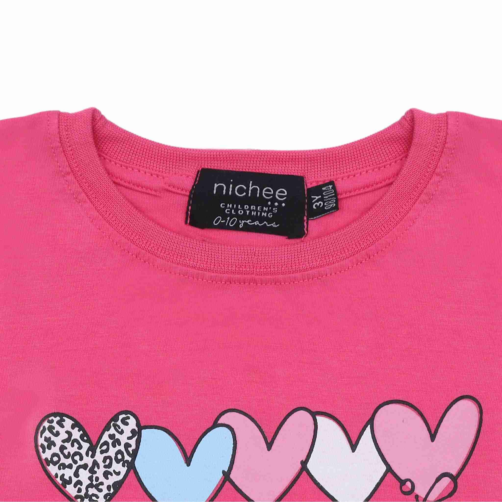 T-shirt neonata e bambina con stampa cuori e scritta