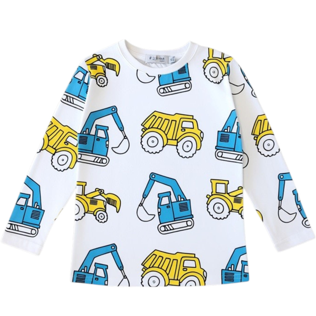 Maglia a manica lunga con stampa trattori unisex – 6 mesi / 4 anni