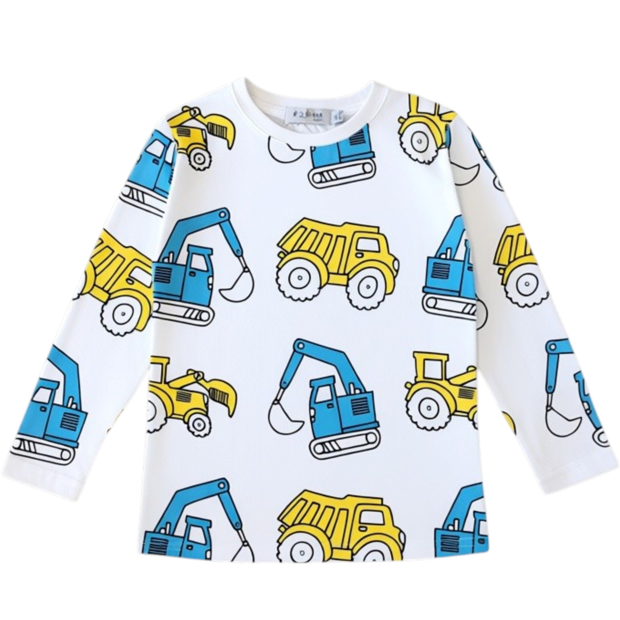 Maglia a manica lunga con stampa trattori unisex – 6 mesi / 4 anni