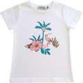 T-shirt Bambina Bianca Stampa Tropicale 2-10 Anni